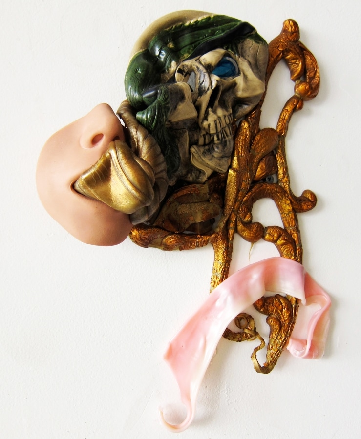 I'LL BE THE ONE TO WATCH YOU FALL_______melted plastic, rubber, glass crystal 34X 26X 7 cm / 2011
