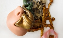 I'LL BE THE ONE TO WATCH YOU FALL_______melted plastic, rubber, glass crystal 34X 26X 7 cm / 2011