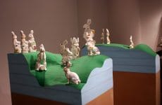 HOPPING HILLS, THE PHARMACEUTICAL LANDSCAPE_______pill bottles melt into the form of Easter Bunnies, wood, foam / 250X 300X 150 cm / 2009