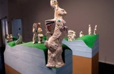 HOPPING HILLS, THE PHARMACEUTICAL LANDSCAPE_______pill bottles melt into the form of Easter Bunnies, wood, foam / 250X 300X 150 cm / 2009