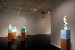 HOPPING HILLS, THE PHARMACEUTICAL LANDSCAPE_______pill bottles melt into the form of Easter Bunnies, wood, foam / 250X 300X 150 cm / 2009