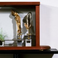 WALKING THROUGH A FIELDLAND_______dried goat foot and ear, earth, motor / 61X117 cm / 1989