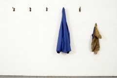 A POSE FOR A DRY PHOTOGRAPH OF RAIN_______rain jacket , latex sea turtle / 1992