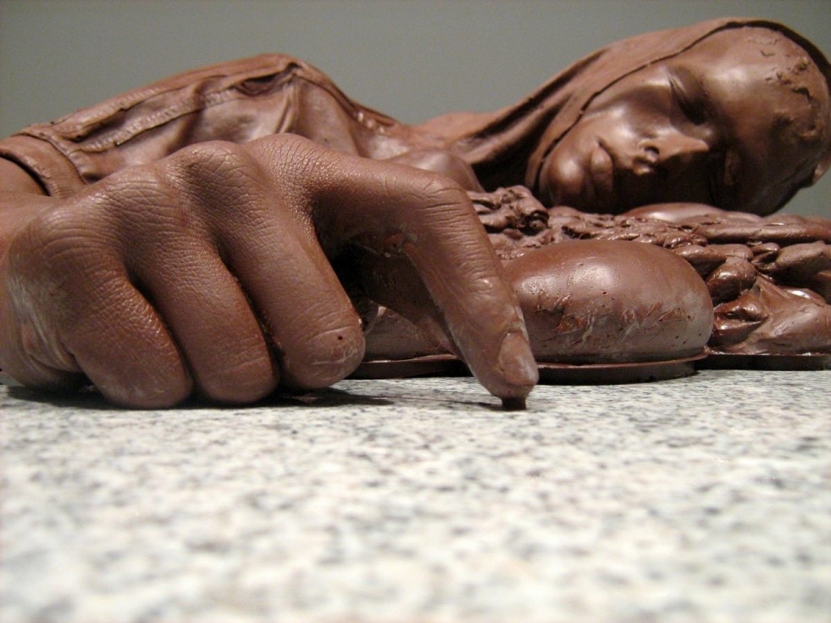 ON THE ROAD TO HEAVEN THE HIGHWAY TO HELL _______remnants of the suicide bomber / chocolate / 75X30X88 cm / 2008