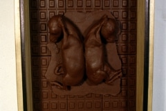 TWO FRIENDS SLEEPING_______fetal goat cast in chocolate / 1990