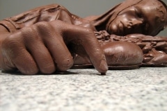 ON THE ROAD TO HEAVEN THE HIGHWAY TO HELL _______remnants of the suicide bomber / chocolate / 75X30X88 cm / 2008