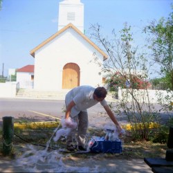 BANDAGED_______performance, cotton candy machine / 1995 / San Ygnacio Texas