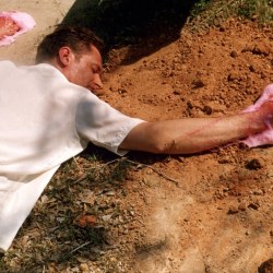 BANDAGED_______performance, cotton candy machine / 1995 / San Ygnacio Texas