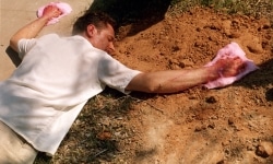 BANDAGED_______performance, cotton candy machine / 1995 / San Ygnacio Texas