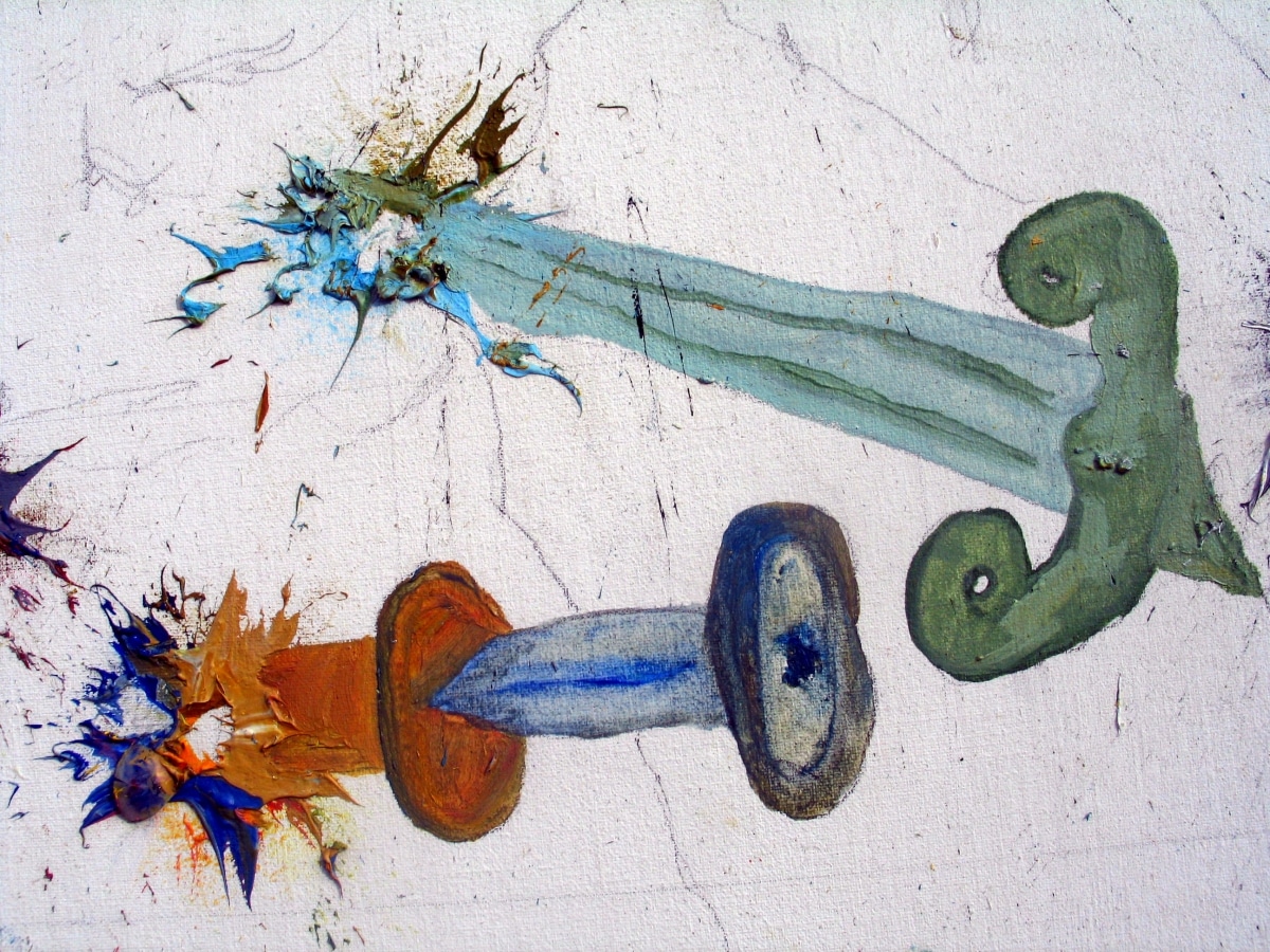 LEAVE ME THE WOUNDS OF COLOR. Ballistic Paintings Series_______paintball bullets filled with paint media and fired onto the canvas / 80X150cm / Detail