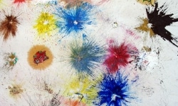 ALLERGY TEST. Ballistic Paintings Series_______paintball bullets filled with paint media and fired onto the paper / 90X90 cm / Detail