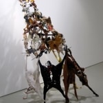 WILD HORSES COULDN'T DRAG ME AWAY_______ 190 x 120 x 130 cm / melted plastic horses, rubber
