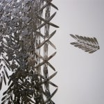 THE DANGER IS ALL MINE_______three panels 122 x 200 cm each, scalpel blades, melted pill bottles on aluminum composite panel / Detail