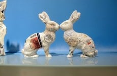 PHARMACEUTICAL LANDSCAPE_______30 x 500 cm / melted pill bottles in the form of Easter bunnies, glass