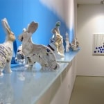 PHARMACEUTICAL LANDSCAPE_______30 x 500 cm / melted pill bottles in the form of Easter bunnies, glass