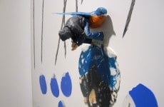 BLUE BIRD SYNDROME: TWILIGHT_______90 x 122 cm, scalpel blades, melted plastic on aluminum composite panel / Detail