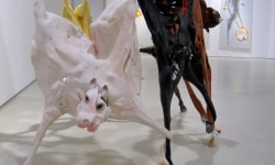 WILD HORSES COULDN'T DRAG ME AWAY_______ 190 x 120 x 130 cm / melted plastic horses, rubber