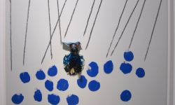 BLUE BIRD SYNDROME: TWILIGHT_______90 x 122 cm, scalpel blades, melted plastic on aluminum composite panel