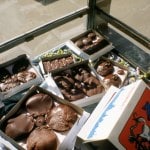 MORGUE CHOCOLATES_______installation in information kiosk / Moscow Russia 1993