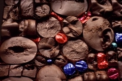 EVISCERATION OF WAITED MOMENTS. AMERICAN MORGUE CHOCOLATES______________impressions from wounds cast in dark chocolate / 44X48X8 cm