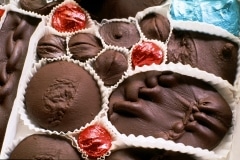 UNIDENTIFIED. RUSSIAN MORGUE CHOCOLATES_______impressions from wounds cast in dark chocolate / 44 X 48X 8 cm / 1994