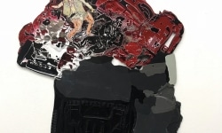 FOSSILIZED PAVEMENT BATTLE / 82 X 72 cm / mixed media, plastic / 2018