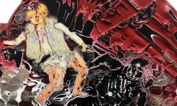 FOSSILIZED PAVEMENT BATTLE / 82 X 72 cm / mixed media, plastic / 2018 / Detail