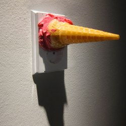MAKE ME WARM MAKE ME SUFFER / electrical plug, ice-cream cone, silicon