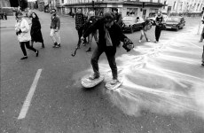 SNOWSHOES_______an ongoing performance, snowshoes containing white flour are leaving marks while walking in different cities / MOSCOW / 1993 —