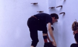 LANDSCAPE WITH INCIDENT_______bronze soled shoes heated to flash point / Oceaan Gallery Arnhem The Netherlands / 1993