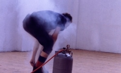 LANDSCAPE WITH INCIDENT_______bronze soled shoes heated to flash point / Oceaan Gallery Arnhem The Netherlands / 1993
