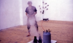 LANDSCAPE WITH INCIDENT_______bronze soled shoes heated to flash point / Oceaan Gallery Arnhem The Netherlands / 1993