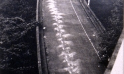 SNOWSHOES_______ an ongoing performance, snowshoes containing white flour are leaving marks while walking in different cities / SEATTLE / 1990 —